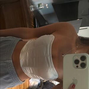 Garage White Fitted Crop Top